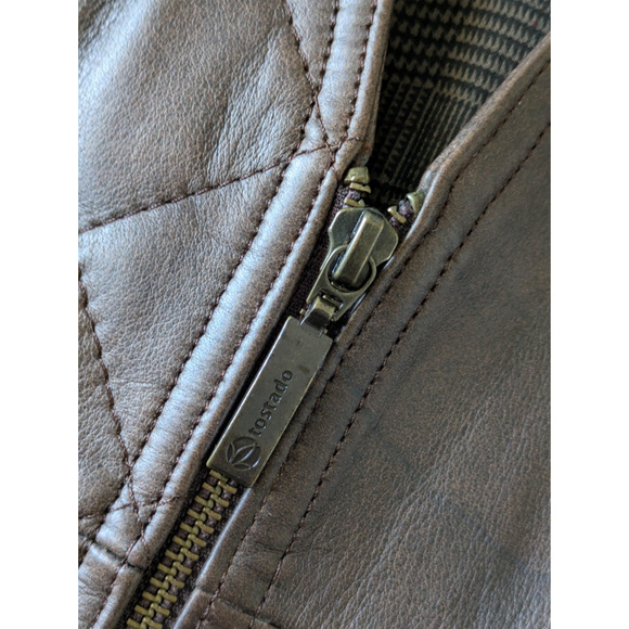 Tostado Argentina Brown 100% Leather Zip Front Shooting Vest Size XXL Quilted - Picture 7 of 13